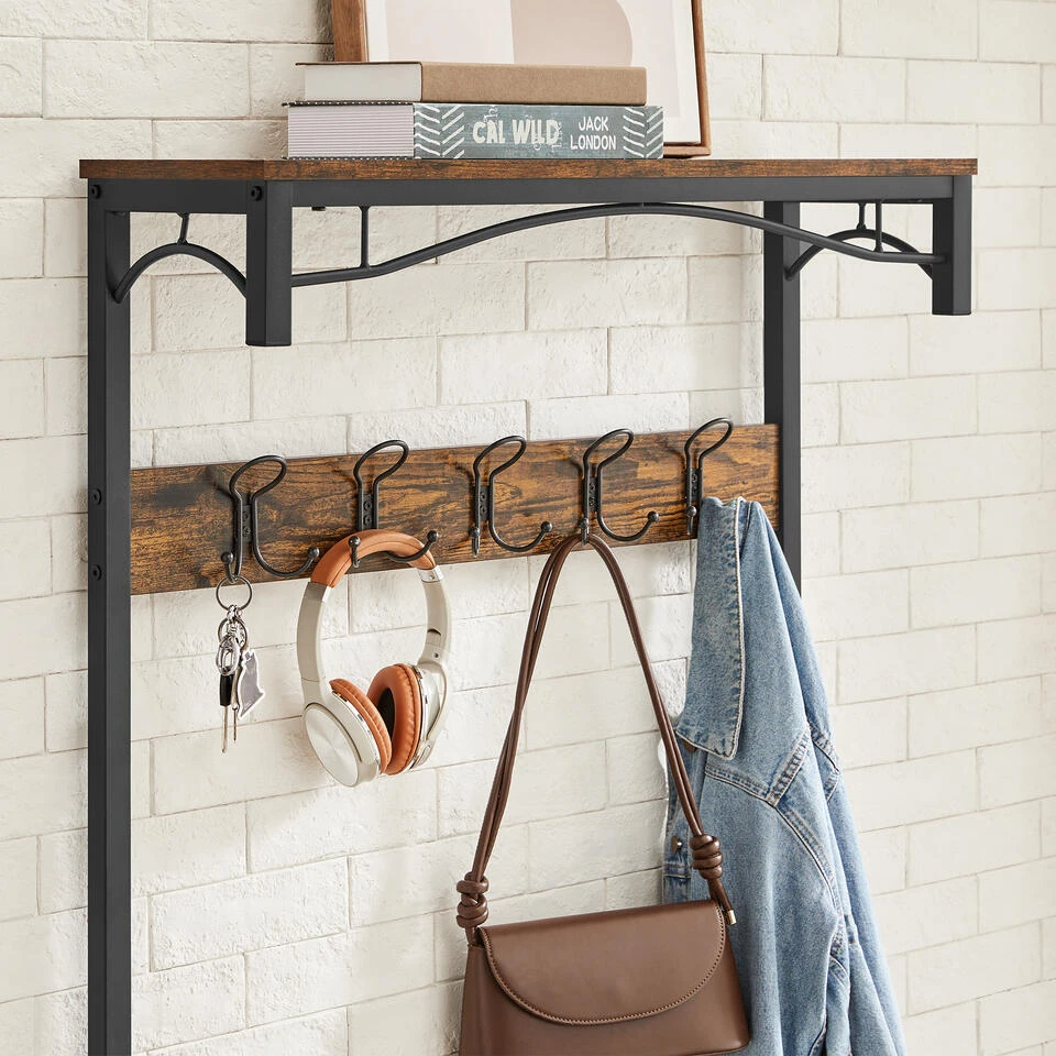 O'DADDY® Kapstok Staand - Schoenenrek - 15 Haken - 80x32x178,5 - Bruin 5 O'DADDY® Kapstok Staand - Schoenenrek - 15 Haken - 80x32x178,5 - Bruin - Afbeelding 3