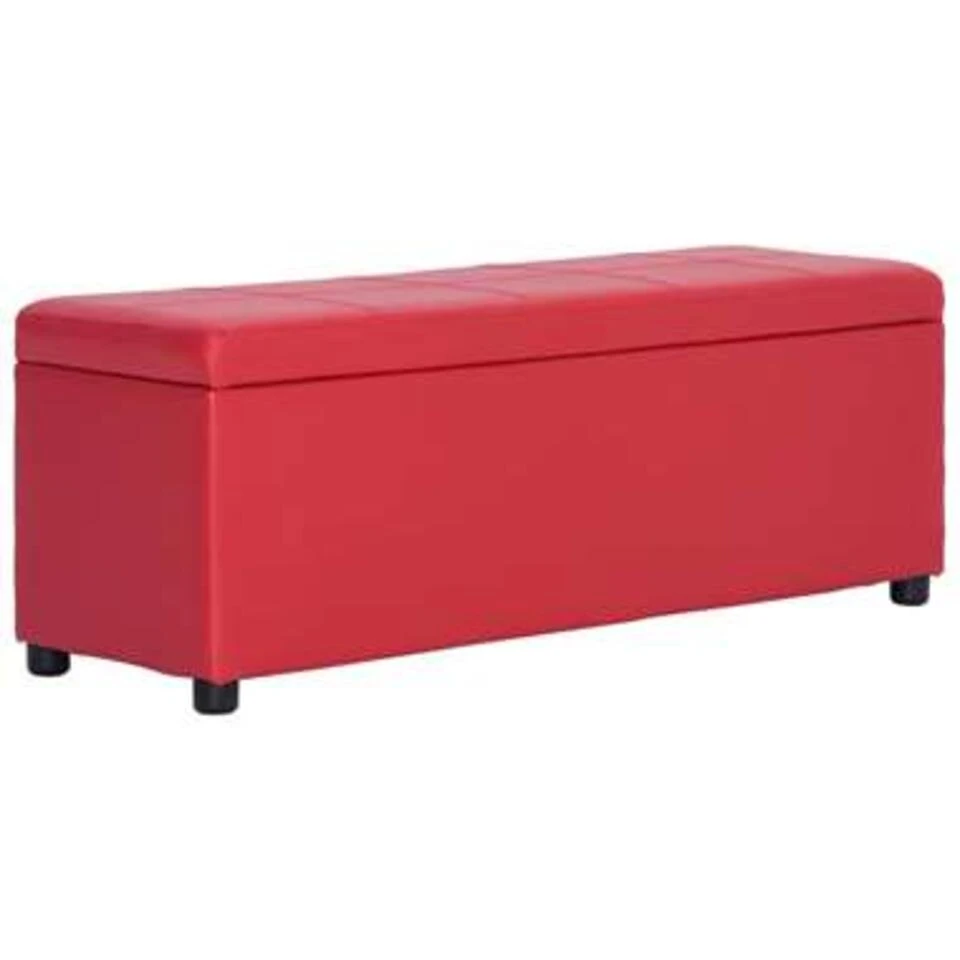 VidaXL Bankje Met Opbergvak 116 Cm Kunstleer Rood 3 VidaXL Bankje Met Opbergvak 116 Cm Kunstleer Rood
