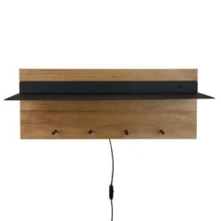 Trio Leuchten Kapstok Romy LED - 75 X 30 Cm - 4 Haken + Plank - Hout -Opslag Meubelwinkel 1000005899 0101