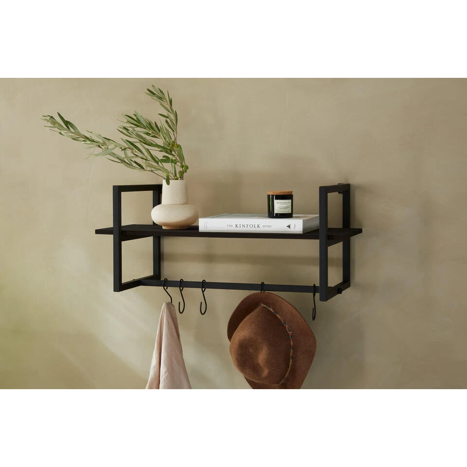 Lifa Living Victor Wandkapstok Zwart 4 Lifa Living Victor Wandkapstok Zwart - Afbeelding 2