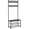O'DADDY® Kapstok Staand - Schoenenrek - 9 Haken - 70x32x175 - Darkgrey -Opslag Meubelwinkel 1000012485