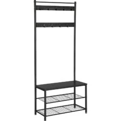 O'DADDY® Kapstok Staand - Schoenenrek - 9 Haken - 70x32x175 - Darkgrey