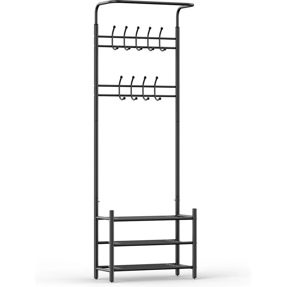 O'DADDY® Kapstok Staand - Schoenenrek - 18 Haken - 66x30x190cm - Zwart 3 O'DADDY® Kapstok Staand - Schoenenrek - 18 Haken - 66x30x190cm - Zwart