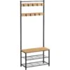 O'DADDY® Kapstok Staand - Schoenenrek - 9 Haken - 70x32x175 Mangohout