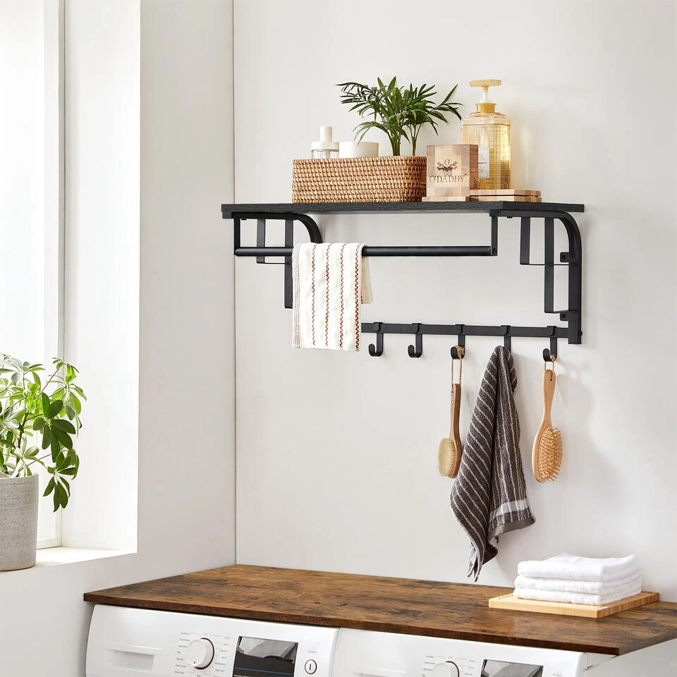 O'DADDY® Wandkapstok – Kapstok Met 5 Haken - 66x30x27cm - Donkergrijs 4 O'DADDY® Wandkapstok – Kapstok Met 5 Haken - 66x30x27cm - Donkergrijs - Afbeelding 2