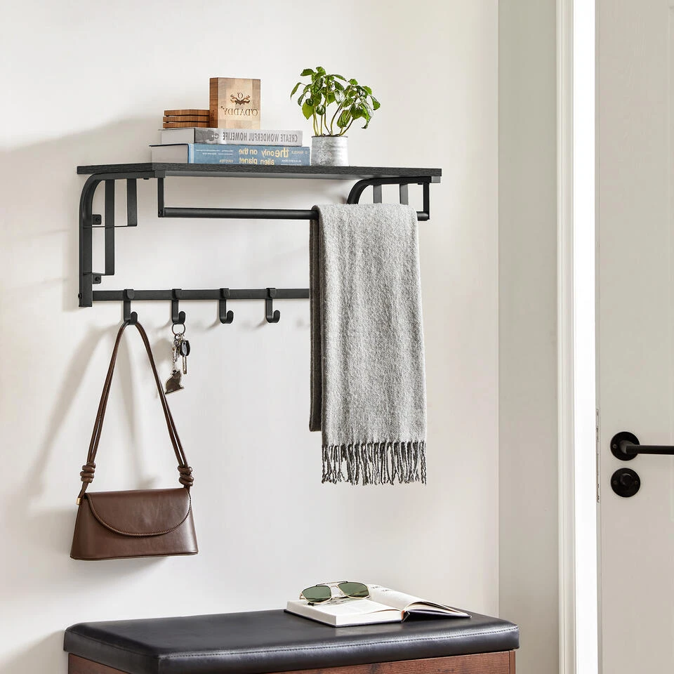 O'DADDY® Wandkapstok – Kapstok Met 5 Haken - 66x30x27cm - Donkergrijs 5 O'DADDY® Wandkapstok – Kapstok Met 5 Haken - 66x30x27cm - Donkergrijs - Afbeelding 3