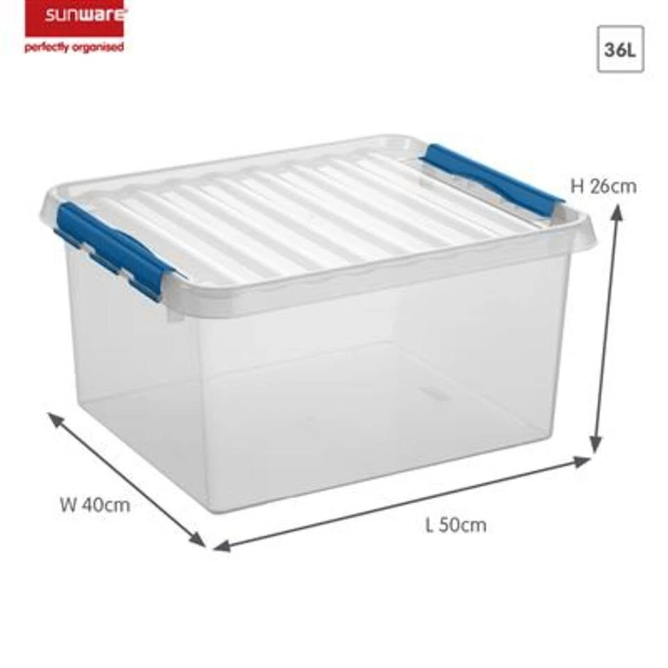 Q-line Opbergbox 36L Transparant Blauw 4 Q-line Opbergbox 36L Transparant Blauw - Afbeelding 2