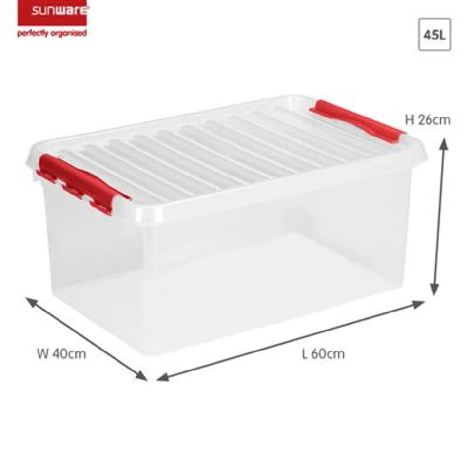 Q-line Opbergbox 45L Transparant Rood 4 Q-line Opbergbox 45L Transparant Rood - Afbeelding 2