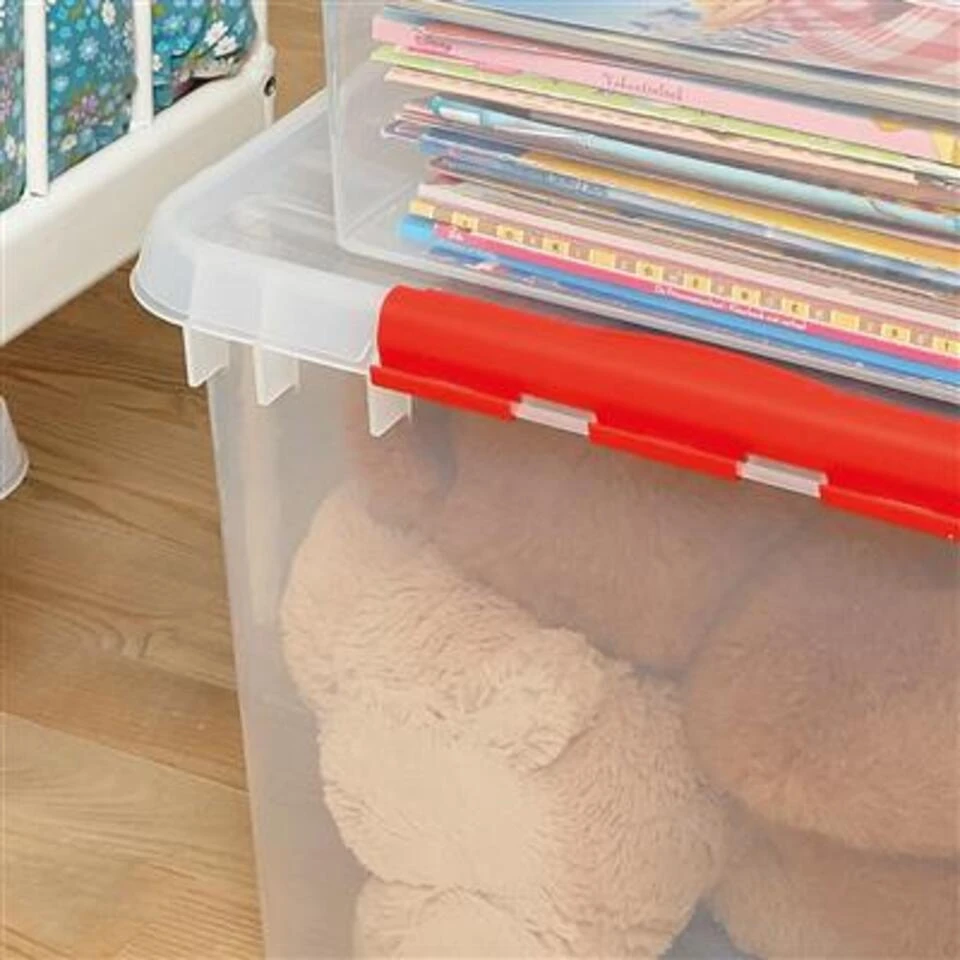 Q-line Opbergbox 45L Transparant Rood 5 Q-line Opbergbox 45L Transparant Rood - Afbeelding 3