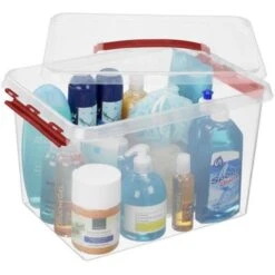 Q-line Opbergbox 22L Transparant Rood -Opslag Meubelwinkel 1000014062 0102