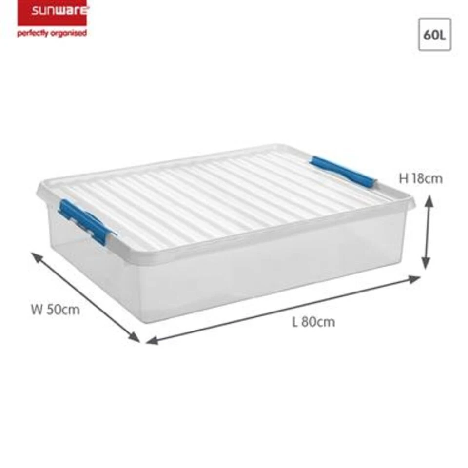 Q-line Opbergbox 60L Transparant Blauw 4 Q-line Opbergbox 60L Transparant Blauw - Afbeelding 2