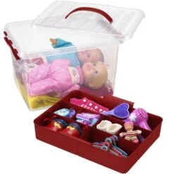 Q-line Opbergbox Met Inzet 15L Transparant Rood -Opslag Meubelwinkel 1000014082 0110