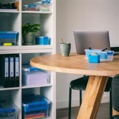 Q-line Opbergbox 15L Transparant Blauw 7 Q-line Opbergbox 15L Transparant Blauw -Opslag Meubelwinkel 1000014107 0102