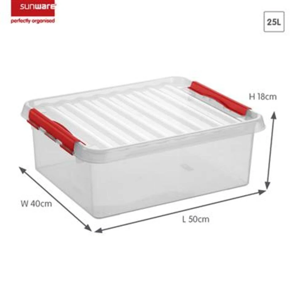 Q-line Opbergbox 25L Transparant Rood 4 Q-line Opbergbox 25L Transparant Rood - Afbeelding 2