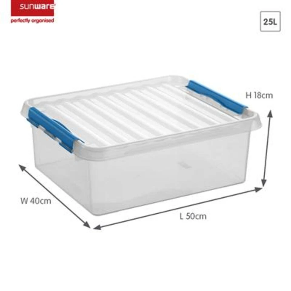 Q-line Opbergbox 25L Transparant Blauw 4 Q-line Opbergbox 25L Transparant Blauw - Afbeelding 2