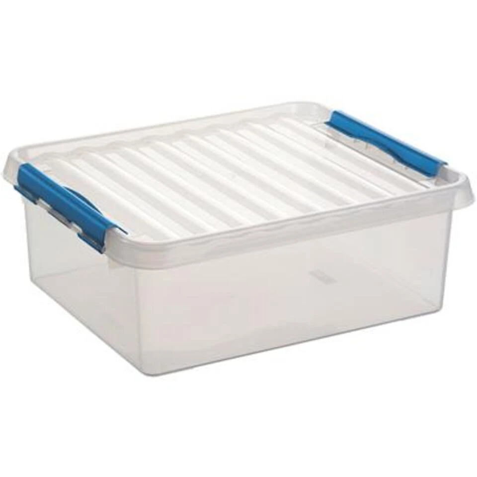 Q-line Opbergbox 25L Transparant Blauw 3 Q-line Opbergbox 25L Transparant Blauw
