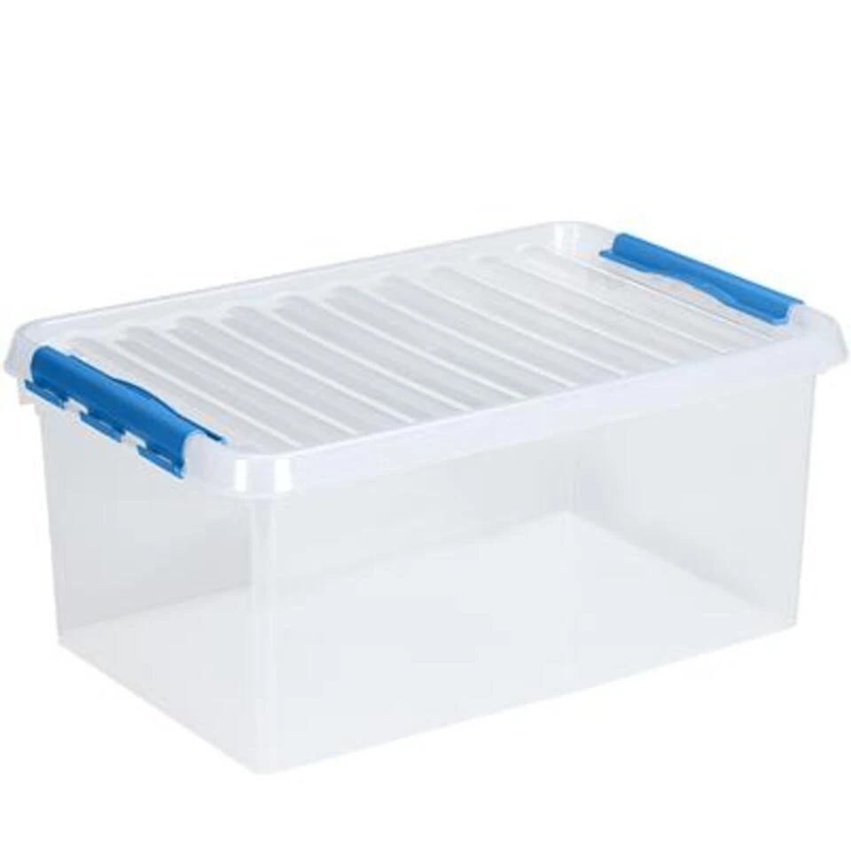 Q-line Opbergbox 45L Transparant Blauw 3 Q-line Opbergbox 45L Transparant Blauw