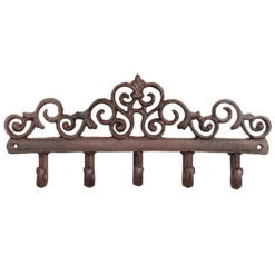 Esschert Design Wandkapstok - Gietijzer - Bruin - 5 Haken - 32 Cm