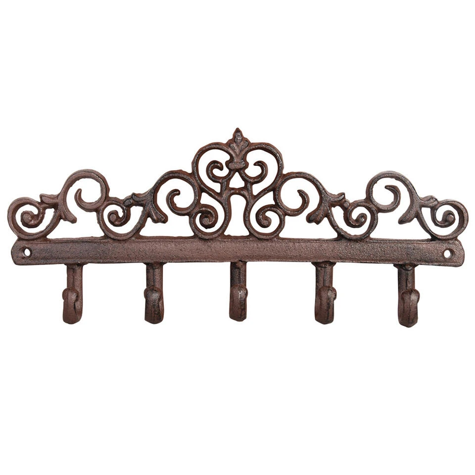 Esschert Design Wandkapstok - Gietijzer - Bruin - 5 Haken - 32 Cm 3 Esschert Design Wandkapstok - Gietijzer - Bruin - 5 Haken - 32 Cm