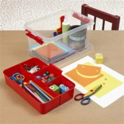 Q-line Opbergbox Met Inzet 6L Transparant Rood -Opslag Meubelwinkel 1000018238 0102