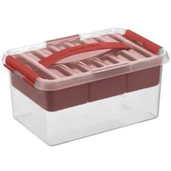 Q-line Opbergbox Met Inzet 6L Transparant Rood