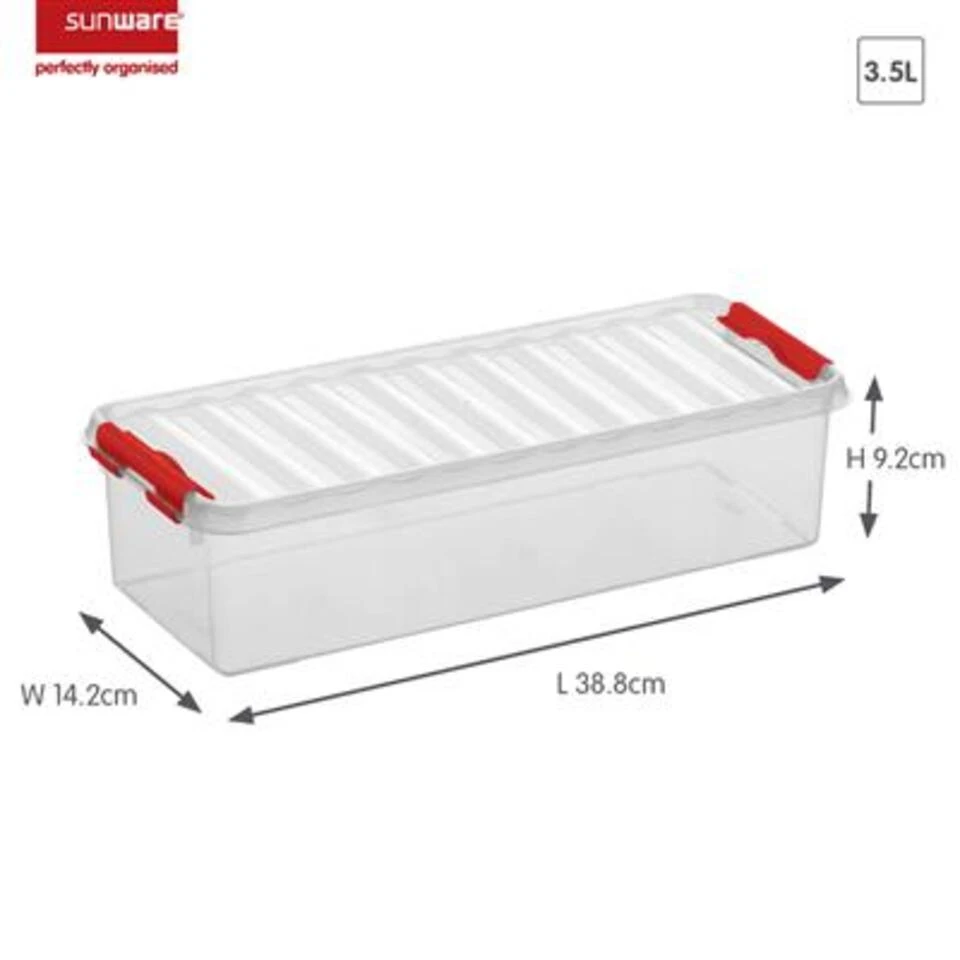 Q-line Opbergbox 3,5L Transparant Rood 4 Q-line Opbergbox 3,5L Transparant Rood - Afbeelding 2