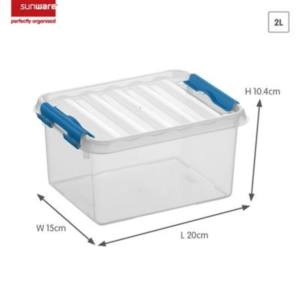 Q-line Opbergbox 2L Transparant Blauw 4 Q-line Opbergbox 2L Transparant Blauw - Afbeelding 2