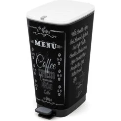 Kis Chic Bin Coffee Menu Pedaalemmer - 50L - Zwart/wit
