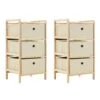VidaXL Opbergrekken Met 3 Stoffen Manden 2 St Cederhout Beige -Opslag Meubelwinkel 1000026880