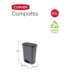 Curver Compatta Prullenbak 50L - Grijs/Zwart -Opslag Meubelwinkel 1000031493 0101