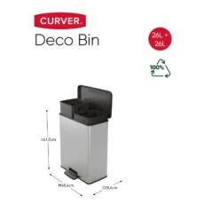 Curver Decobin Duo Prullenbak - 26L+26L - Zilver Metallic -Opslag Meubelwinkel 1000031496 0101