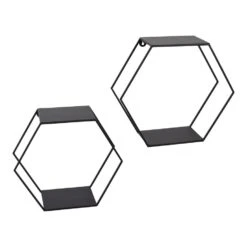 LOFT42 Hexagon Set Van 2 Wandboxen Zeshoek - Zwart - 41x36x15