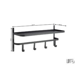 LOFT42 Shelf Kapstok - Zwart – Metaal – 4 Haken -Opslag Meubelwinkel 1000032522 0102