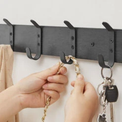 ACAZA Langwerpige Kapstok Met 5 Dubbele Haken, Zwart 9 ACAZA Langwerpige Kapstok Met 5 Dubbele Haken, Zwart -Opslag Meubelwinkel 1000034355 0103