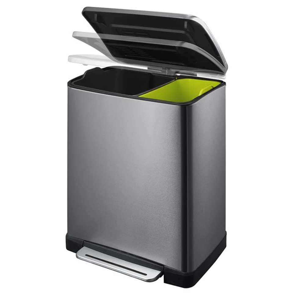 EKO E-Cube Prullenbak - 28+18 L - Black Steel 4 EKO E-Cube Prullenbak - 28+18 L - Black Steel - Afbeelding 2