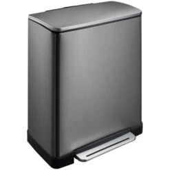 EKO E-Cube Prullenbak - 28+18 L - Black Steel
