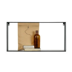 WOOOD Meert Wandplank XL - Metaal - Zwart - 35x70x20