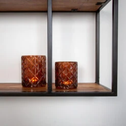 Industrieel Wandrek Lexi 90 Cm - 22x90x70 Cm - Mangohout - Bruin -Opslag Meubelwinkel 1000042279 0101