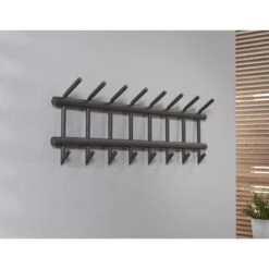 Hoyz - Kapstok Industrieel Met 19 Haken - Grijs - Wandkapstok 90cm Breed -Opslag Meubelwinkel 1000042629 0103