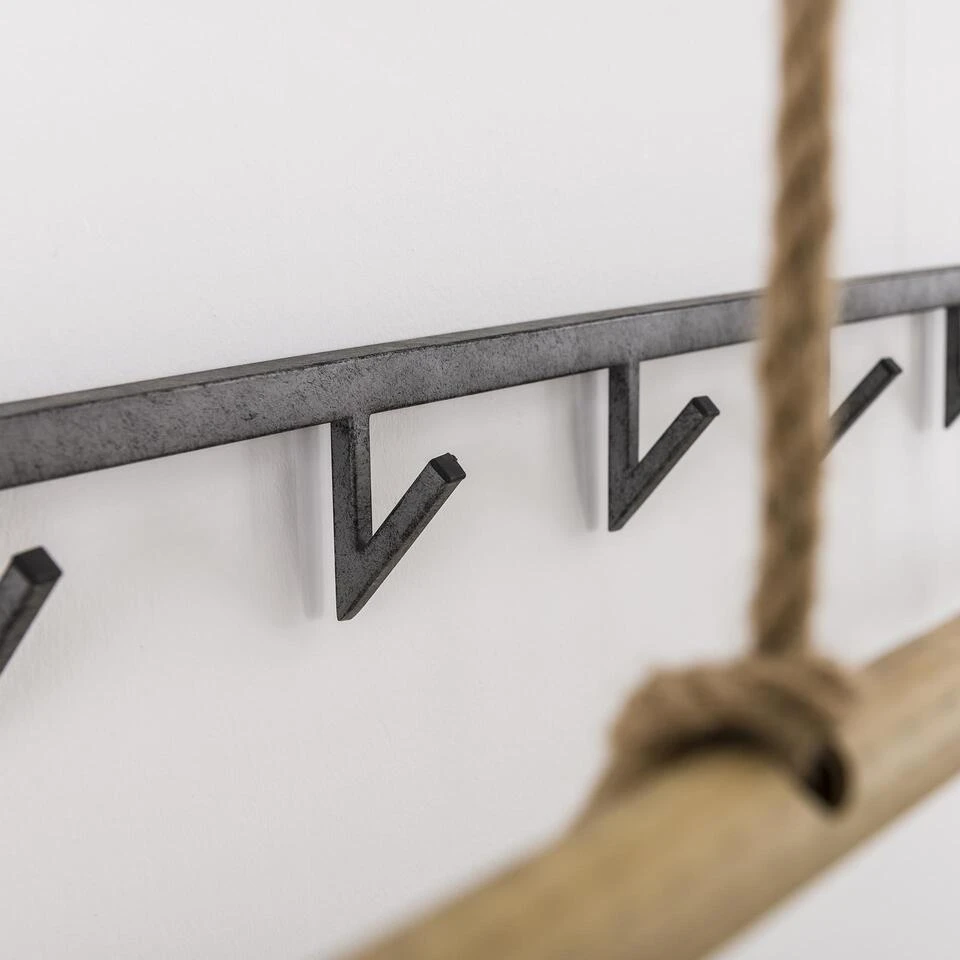 Hoyz - Kapstok Bamboe Met 6 Haken - Grijs - Wandkapstok 6 Hoyz - Kapstok Bamboe Met 6 Haken - Grijs - Wandkapstok - Afbeelding 4