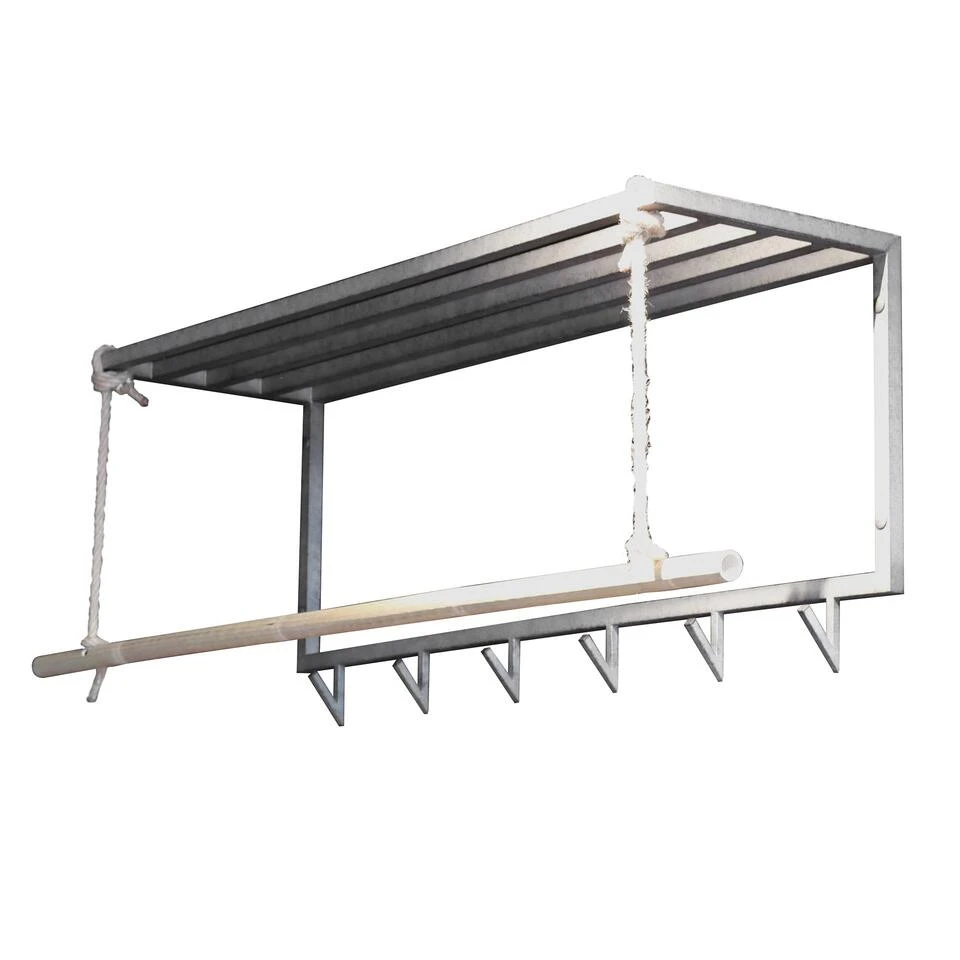 Hoyz - Kapstok Bamboe Met 6 Haken - Grijs - Wandkapstok 3 Hoyz - Kapstok Bamboe Met 6 Haken - Grijs - Wandkapstok