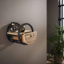 Hoyz - Wandschap Circular - Ø30 - Met Lade - Hout - Bruin -Opslag Meubelwinkel 1000042648 0102