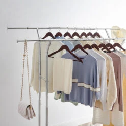 O’DADDY® Kledingrek Dubbel - 4 Wielen - Tot 110kg - Garderoberek - RVS -Opslag Meubelwinkel 1000042970 0103