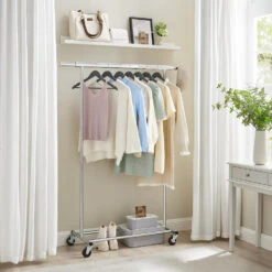 O’DADDY® Kledingrek 4 Wielen – Stabiel Tot 90kg - Garderoberek - RVS -Opslag Meubelwinkel 1000042971 0103