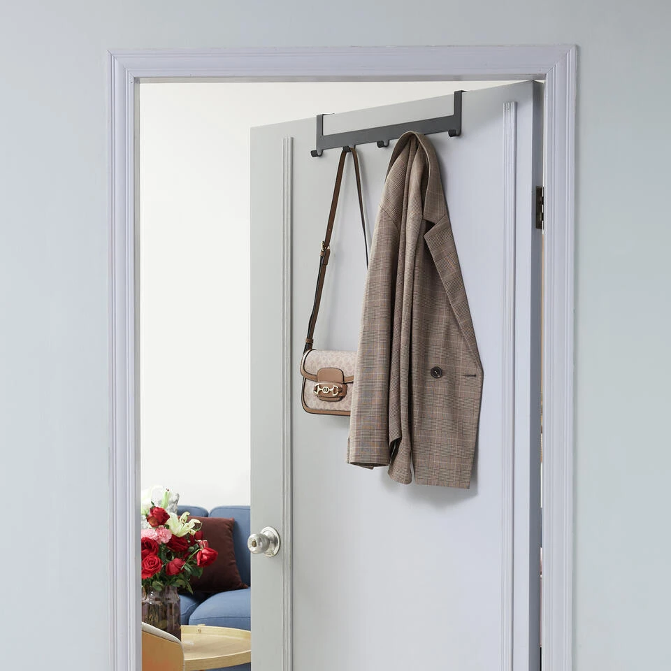 ACAZA Metalen Deurkapstok Met 5 Deur Haken, Metaal, Zwart 5 ACAZA Metalen Deurkapstok Met 5 Deur Haken, Metaal, Zwart - Afbeelding 3