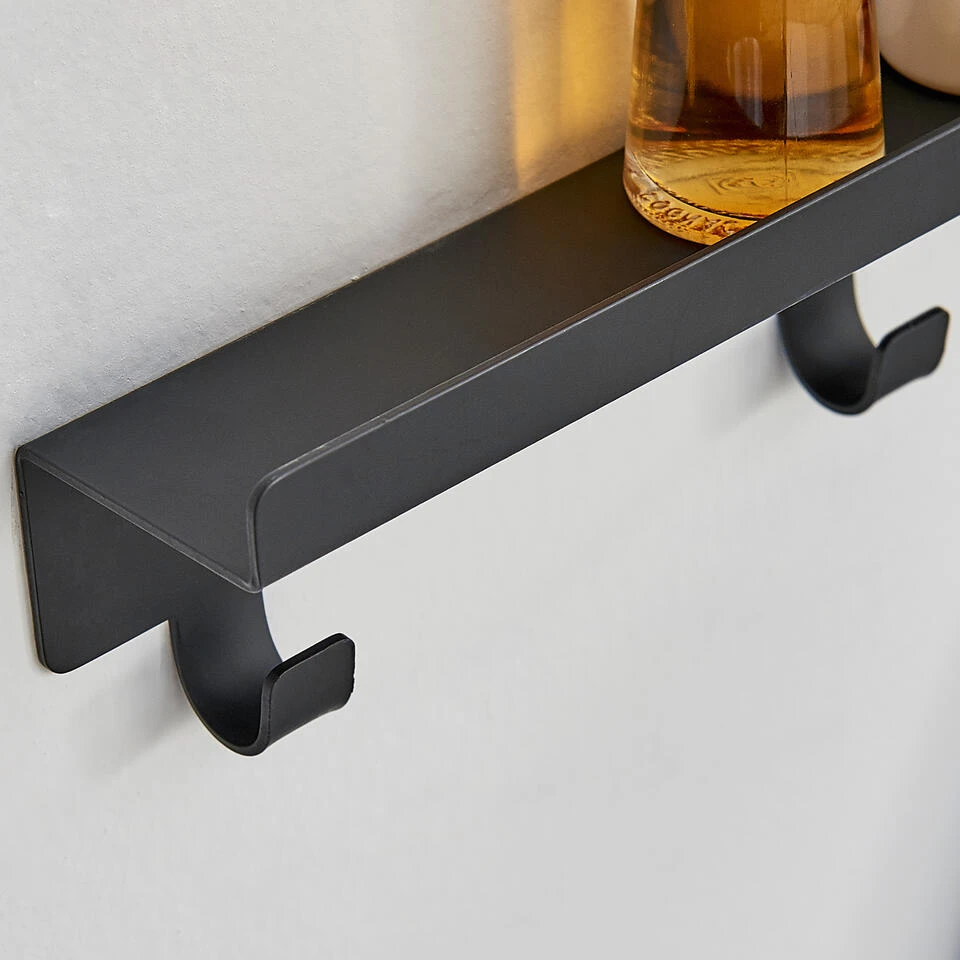 ACAZA Wand Kapstok In Metaal, Met Plaats Voor Sleutels Bovenaan, 5 Haken, Zwart 5 ACAZA Wand Kapstok In Metaal, Met Plaats Voor Sleutels Bovenaan, 5 Haken, Zwart - Afbeelding 3