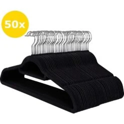 ACAZA Set Van 50 Anti-slip Kleerhangers, Fluweel, Zwart