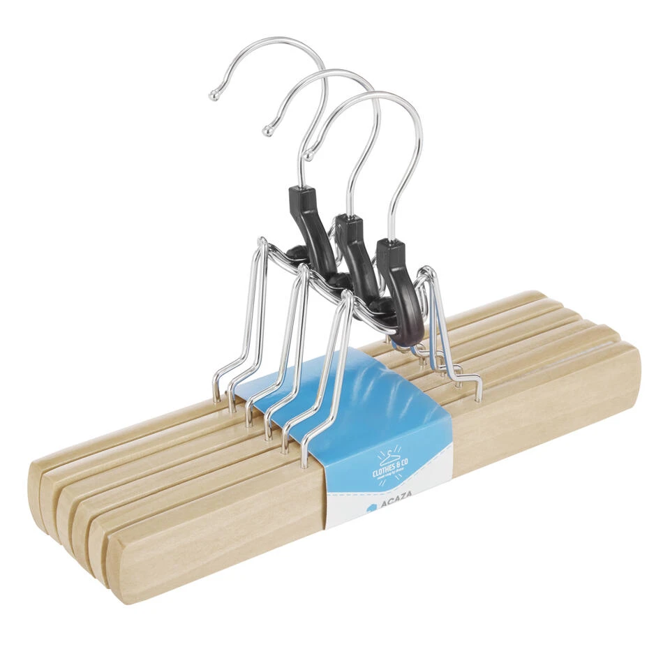 ACAZA Set Van 12 Massief Houten Kledinghangers, Anti-Slip Bescherming, Hout 6 ACAZA Set Van 12 Massief Houten Kledinghangers, Anti-Slip Bescherming, Hout - Afbeelding 4