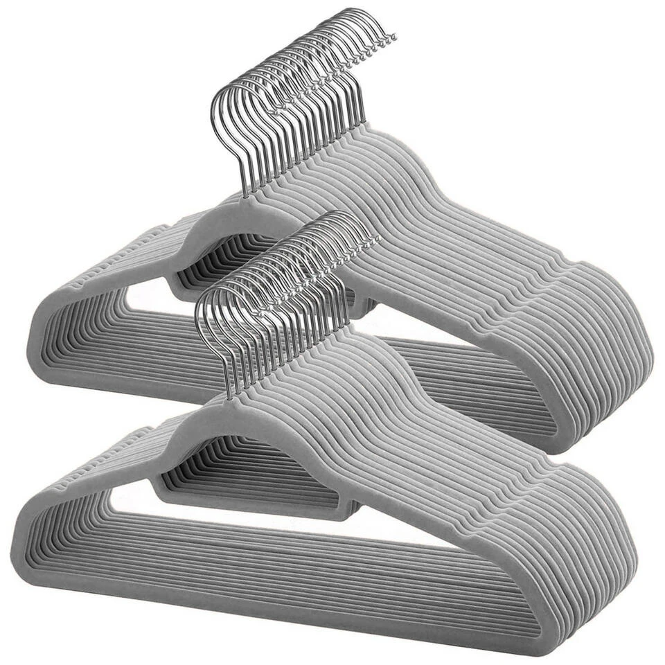 ACAZA Set Van 30 Anti-slip Kleerhangers, Fluweel, Kapstokken Met Broeklat, Grijs 3 ACAZA Set Van 30 Anti-slip Kleerhangers, Fluweel, Kapstokken Met Broeklat, Grijs
