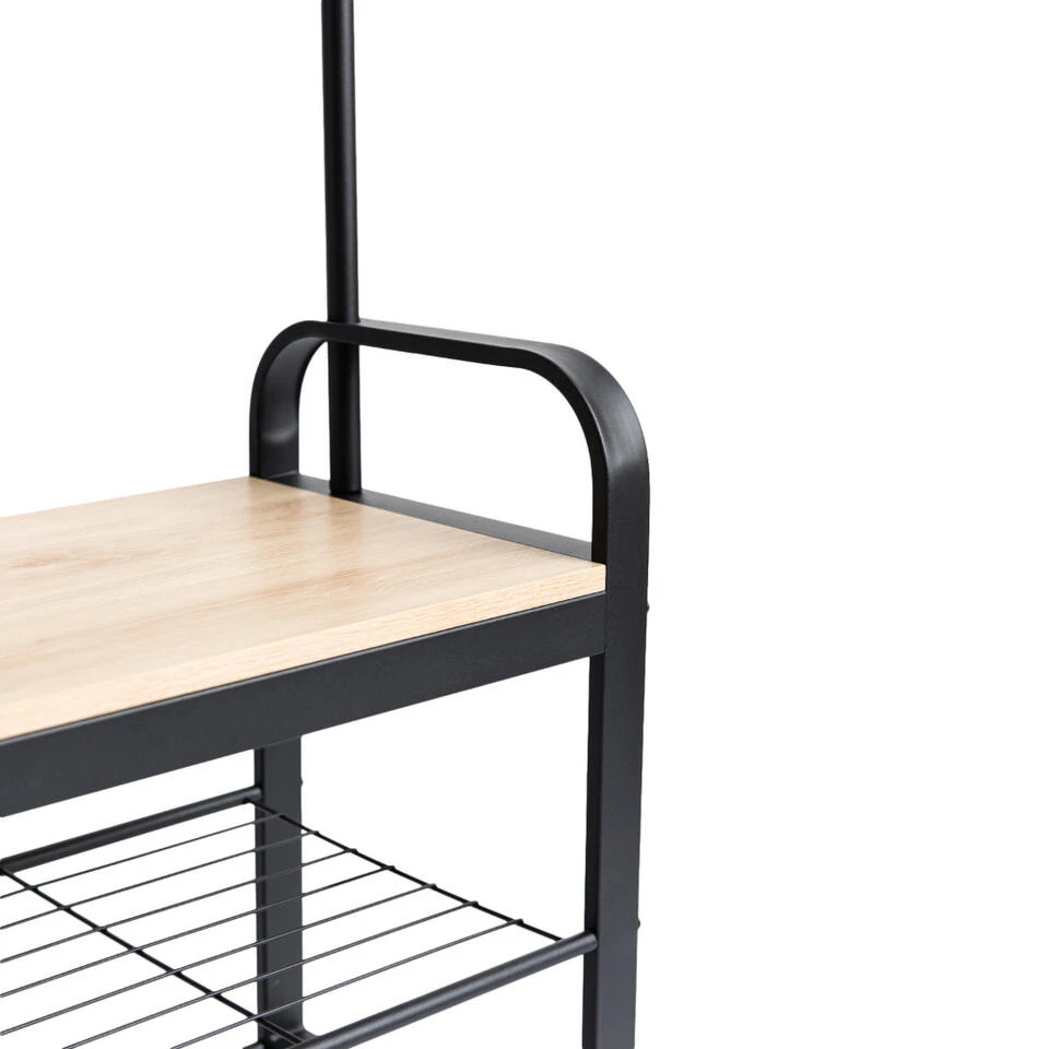 ACAZA Garderoberek In Lichte Eik Kleur Met Kapstok, Schoenenrek En Bankje 6 ACAZA Garderoberek In Lichte Eik Kleur Met Kapstok, Schoenenrek En Bankje - Afbeelding 4